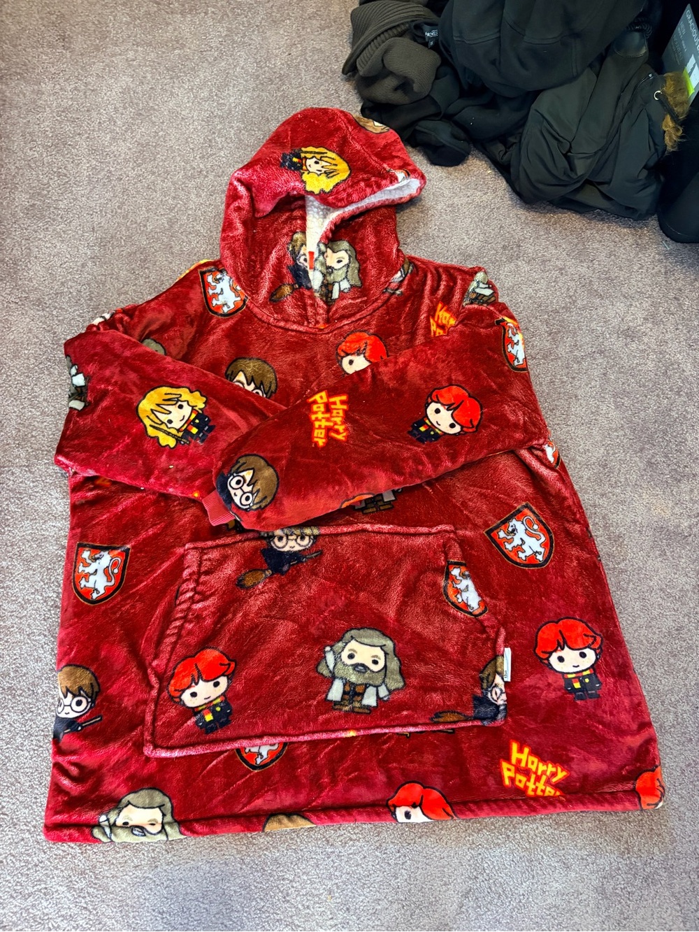 Oodie Red Harry Potter Plush Hooded Blanket Poncho